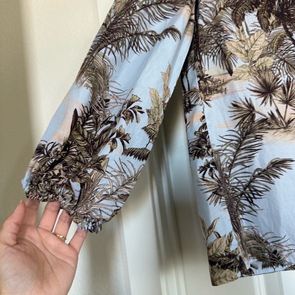 Marc Cain made in Europe tropical vacation botanical palm tree blouse cotton - Picture 7 of 15